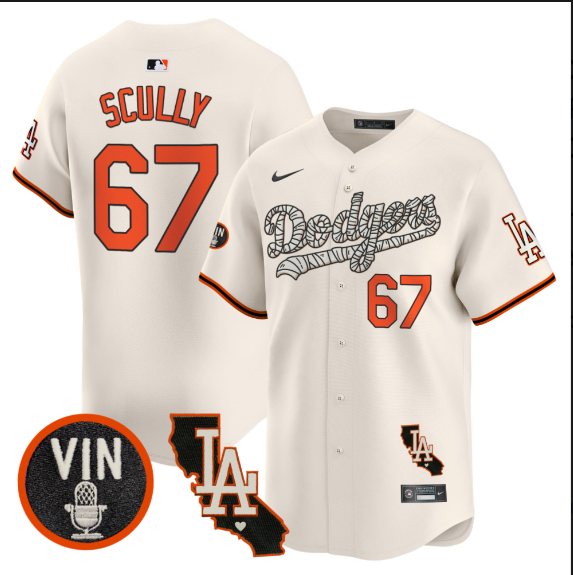 Men Los Angeles Dodgers #67 Scully 2025 cream Limited Stitched Jersey style 2